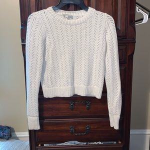 cropped long sleeve off white sweater